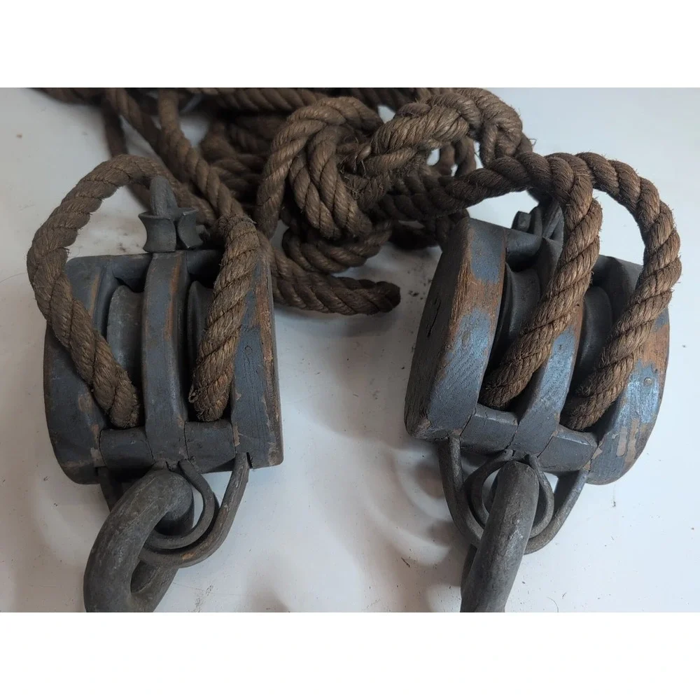 Two Large Vintage Pulleys With Large 7